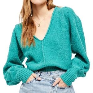 Free People Reverie Sweater Emerald Aura Green Size Small NWT